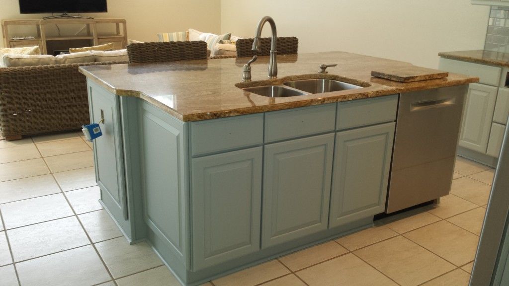 painted cabinets island in the kitchen 